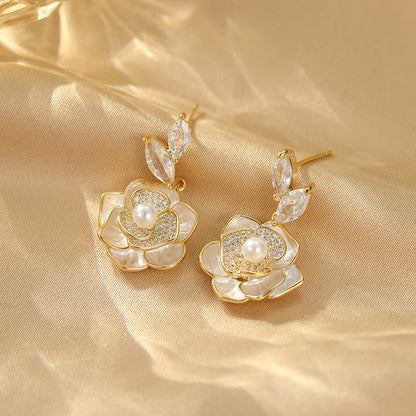 Camellia Earrings: Niche, Light Luxury, Micro Flash, Unique Design