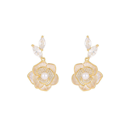 Camellia Earrings: Niche, Light Luxury, Micro Flash, Unique Design